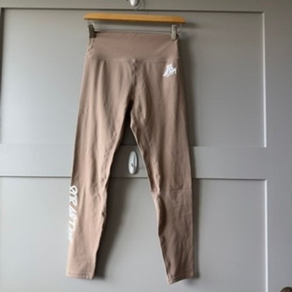 808 All Day Hawaii Leggings Women M Taupe‎ High Rise Graphic Athletic Activewear
